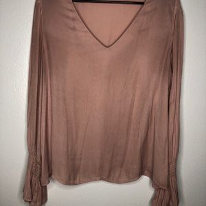 Mauve snake print blouse with bell sleeves